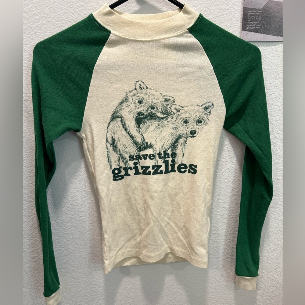 Urban Outfitters Long Sleeve Shirt - Green and Cream